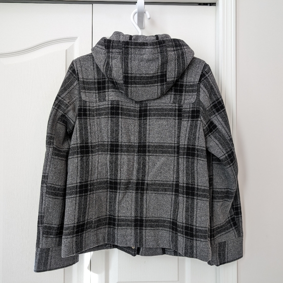 Aeropostale Gray Plaid Hooded Peacot - Picture 2 of 5